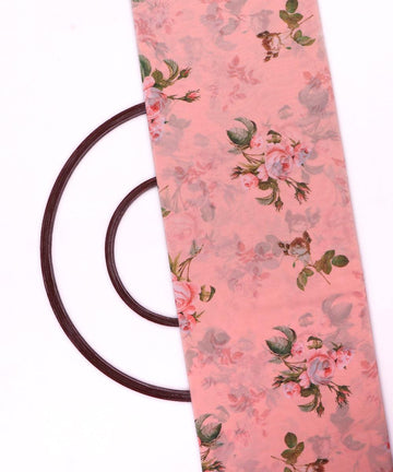 peach green floral print viscose georgette fabric